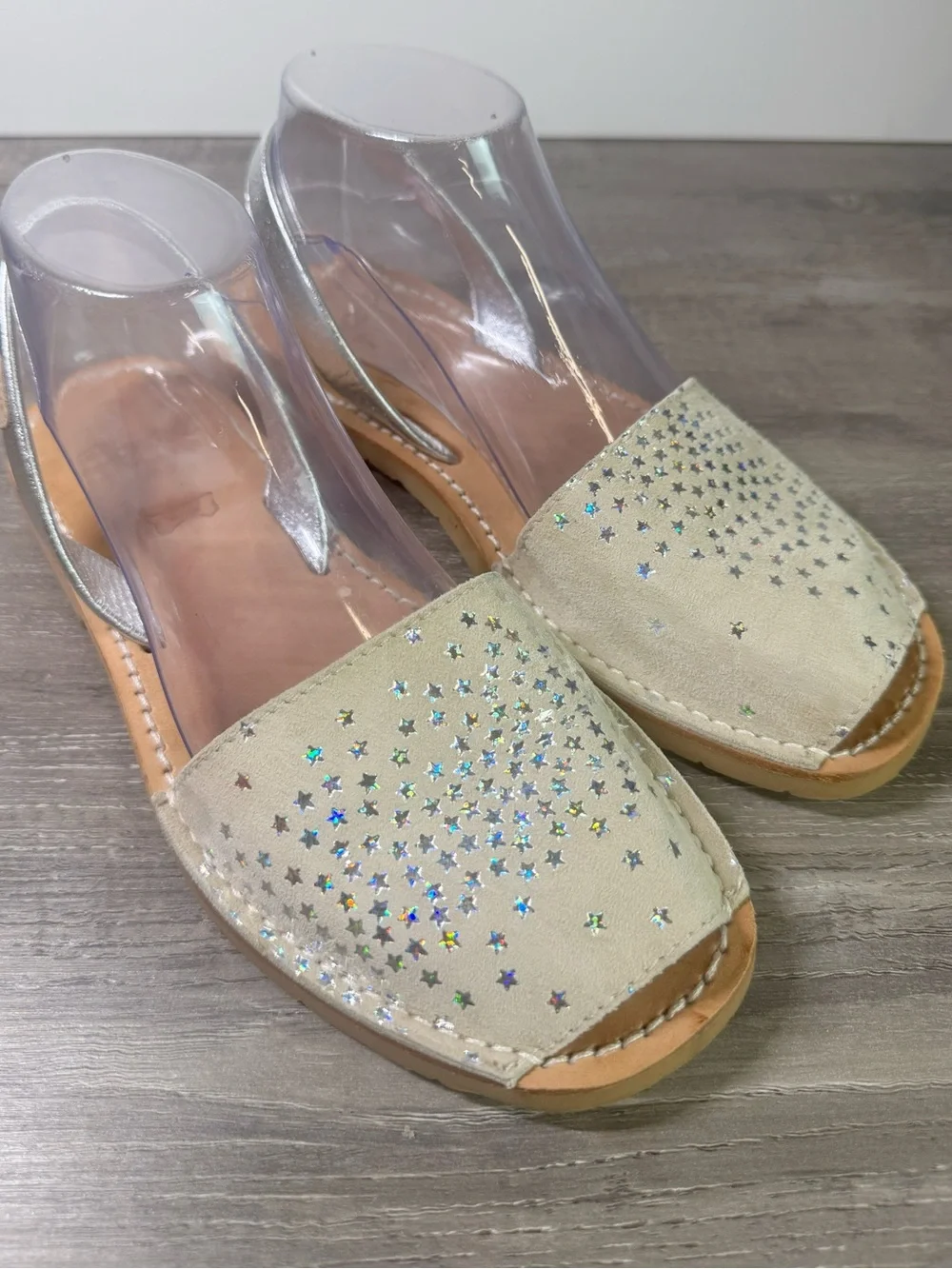 Castle Menorca Avarcas Menorquina Suede silver glitter Menorquinas sandals 39/9